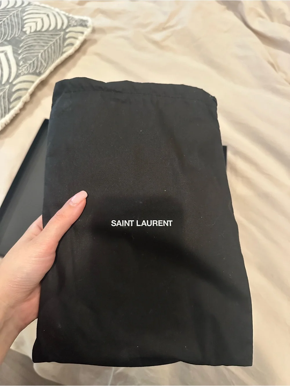 Saint Laurent Envelope Clutch in Beige with Gold YSL Emblem